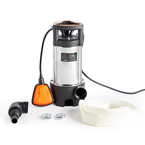 VonHaus Submersible Water Pump with Anti-Kinking 8m Hose (1100W) – Drain Dirty or Clean Water from Pond, Swimming Pool…