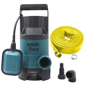 MYLEK Submersible Water Pump 400W Electric with Heavy Duty 15M Layflat Hose for Clean or Dirty Water with Float Switch…