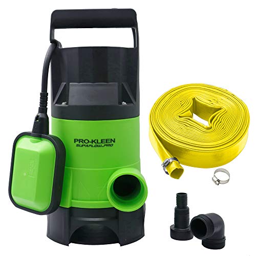 Pro-Kleen Submersible Water Pump 400W Electric with Heavy Duty 25m Layflat Hose for Clean or Dirty Water with Float…